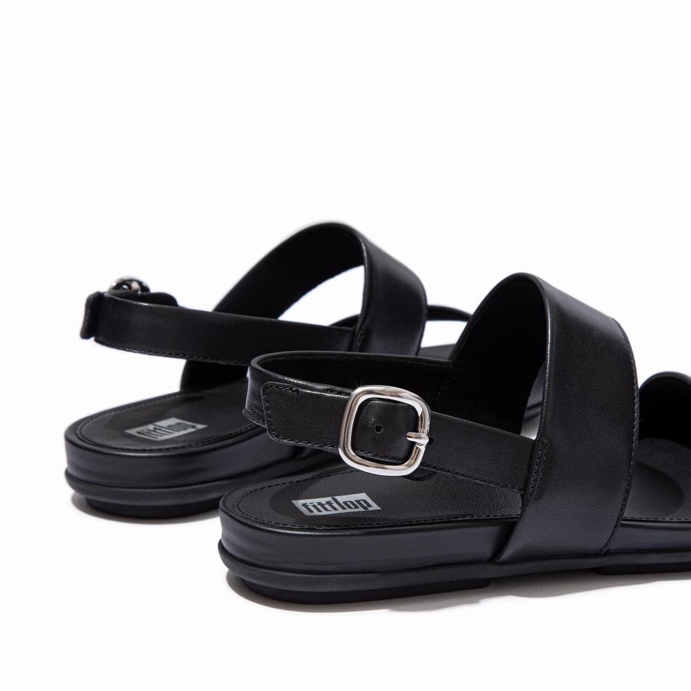 Women's Fitflop GRACIE Leather Back-Strap Sandals Black | Ireland-95174