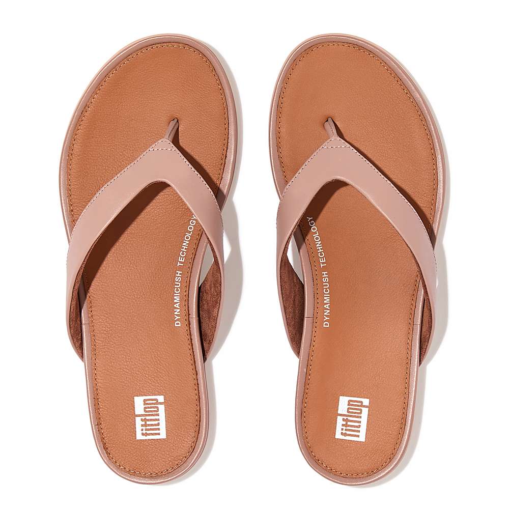 Women's Fitflop GRACIE Leather Flip Flops Pink | Ireland-80432