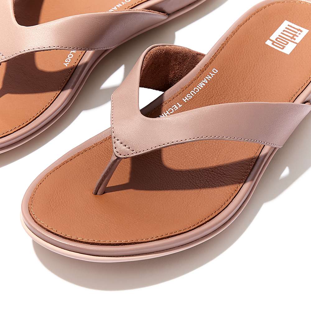 Women's Fitflop GRACIE Leather Flip Flops Pink | Ireland-80432