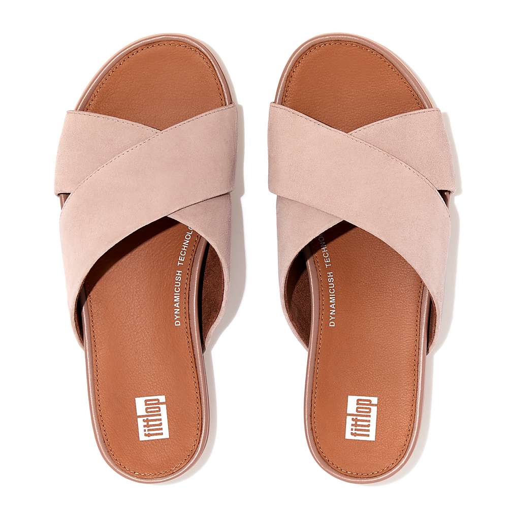 Women's Fitflop GRACIE Suede Cross Sandals Beige | Ireland-89162