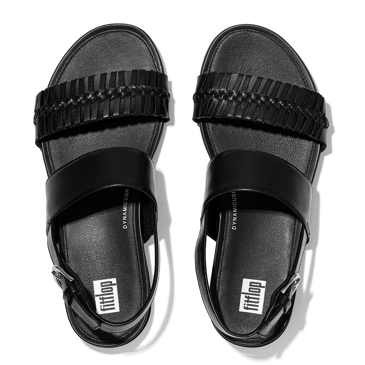 Women's Fitflop GRACIE Wrapped Weave Back-Strap Sandals Black | Ireland-12980