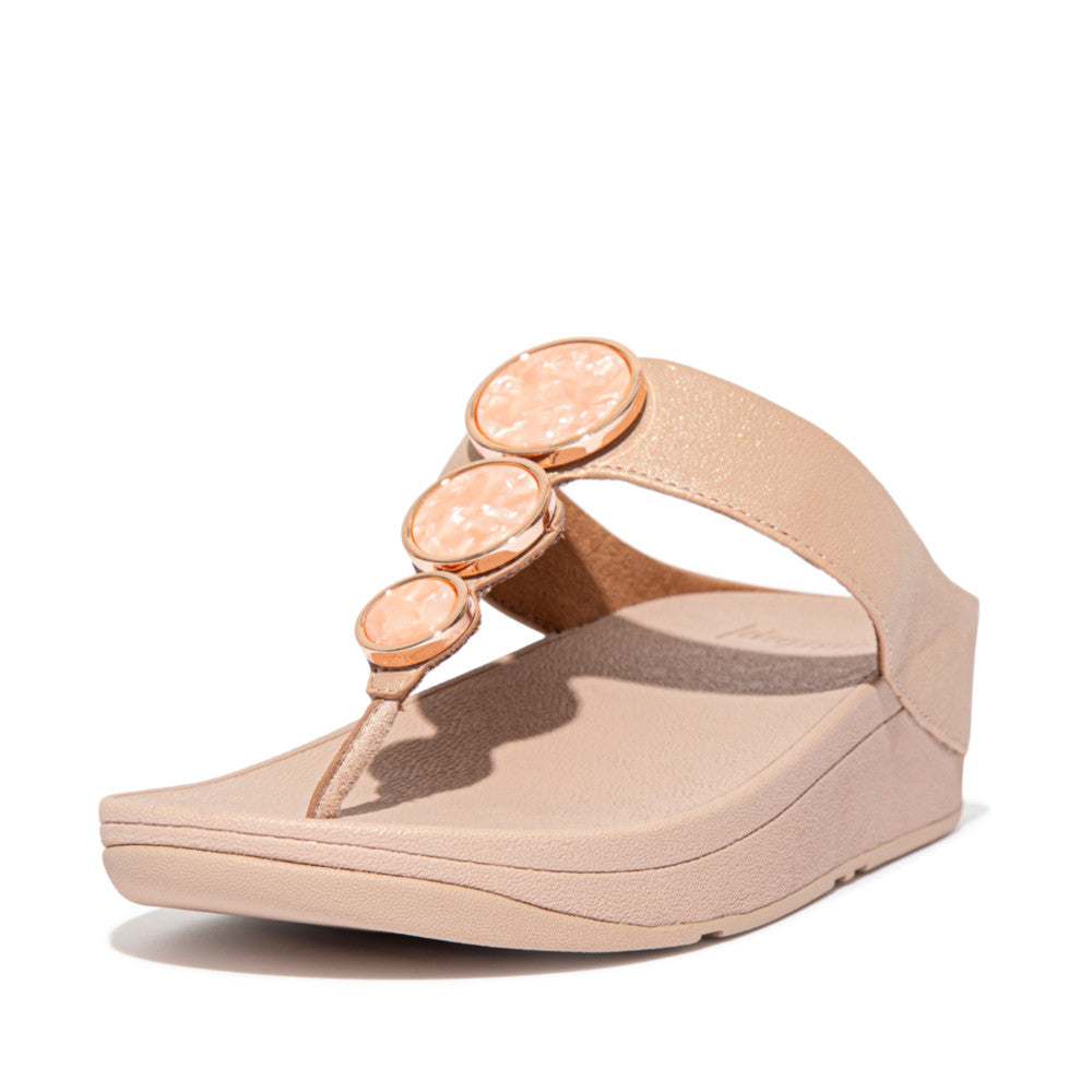 Women's Fitflop HALO Shimmer Toe-Post Sandals Beige | Ireland-34712