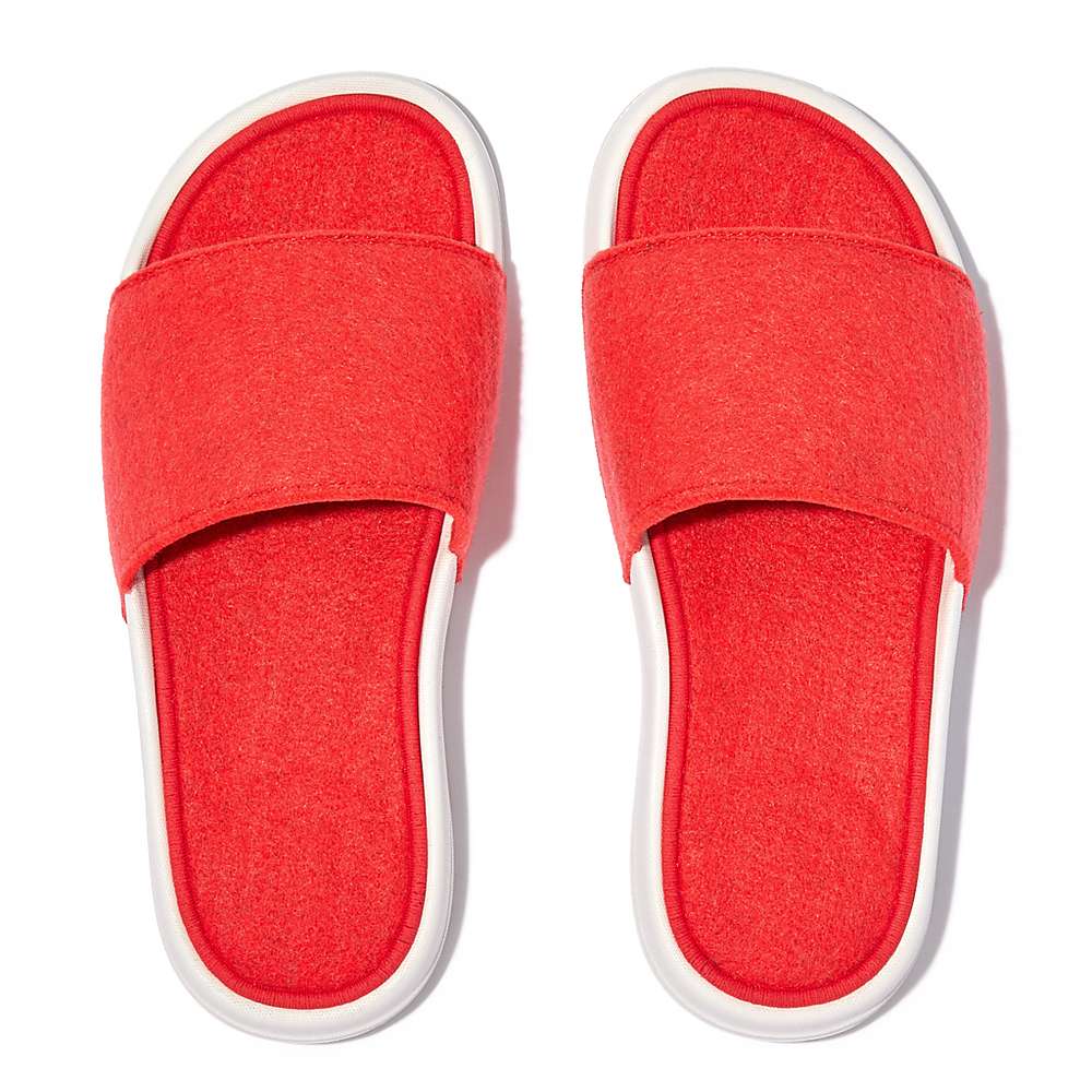 Women's Fitflop IQUSHION E01 Neon Felt Slides Orange | Ireland-50743