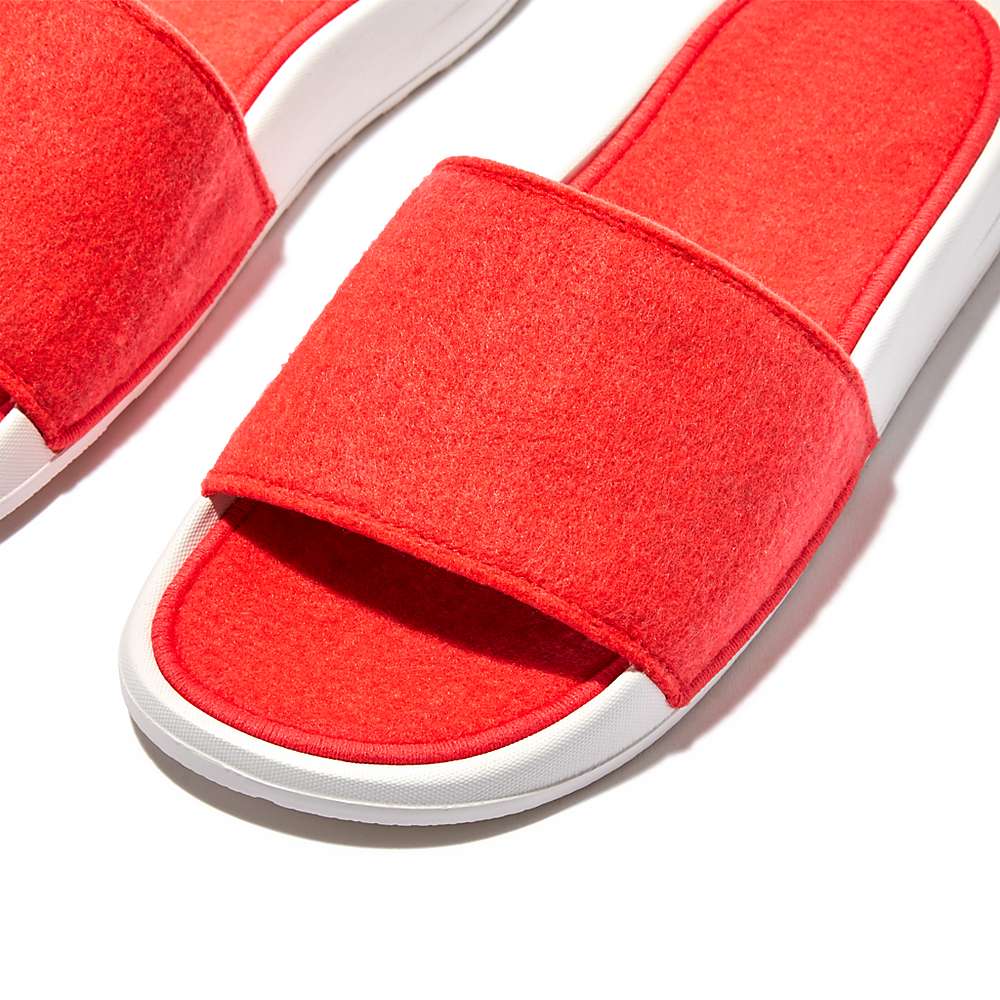 Women's Fitflop IQUSHION E01 Neon Felt Slides Orange | Ireland-50743