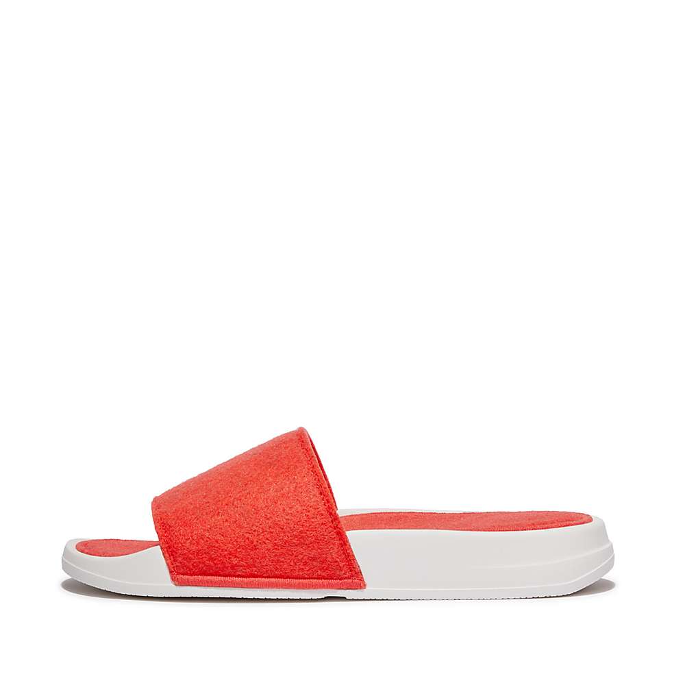 Women\'s Fitflop IQUSHION E01 Neon Felt Slides Orange | Ireland-50743