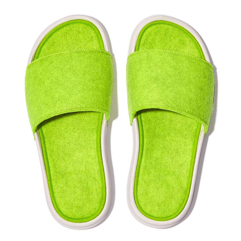 Women's Fitflop IQUSHION E01 Neon Felt Slides Yellow | Ireland-79016