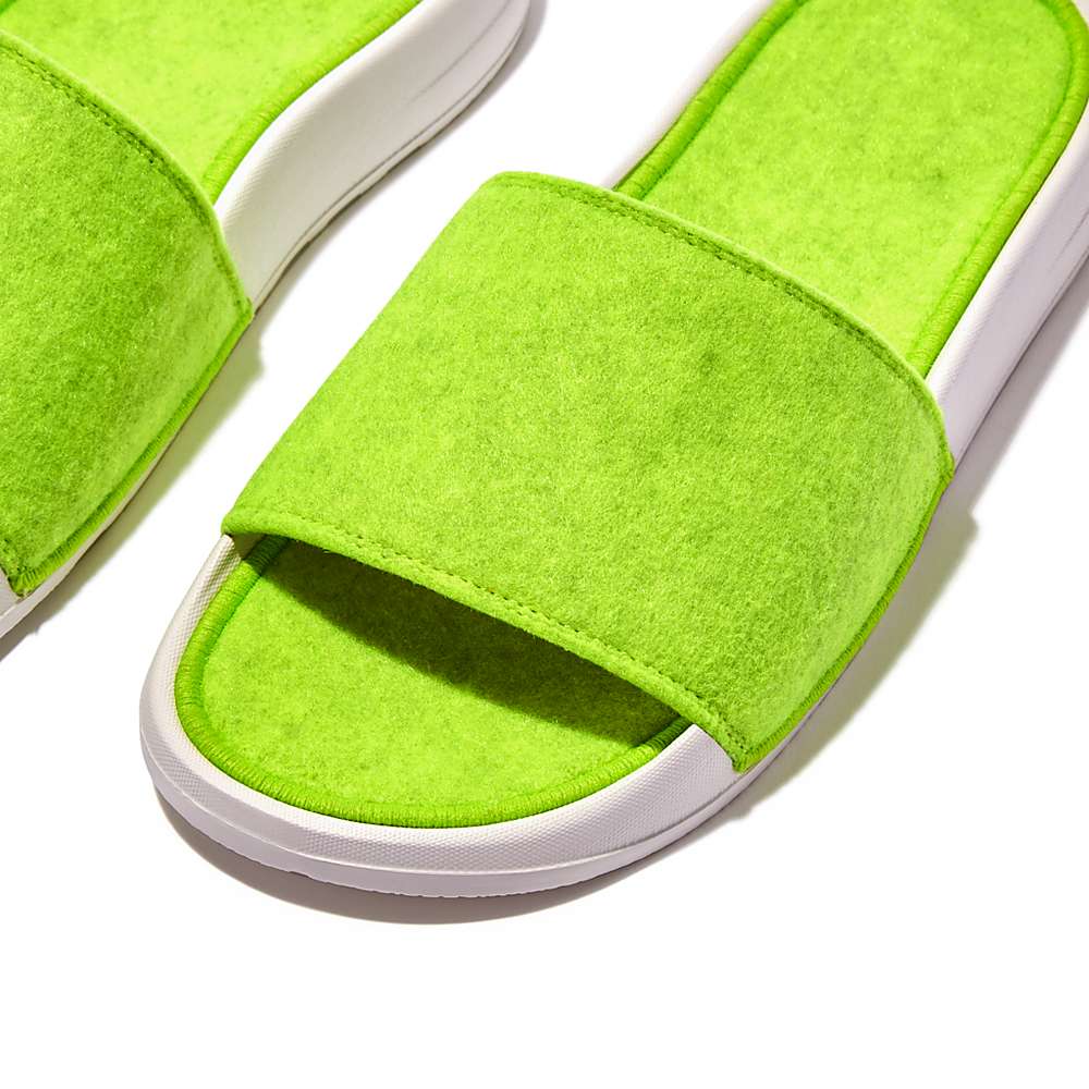 Women's Fitflop IQUSHION E01 Neon Felt Slides Yellow | Ireland-79016