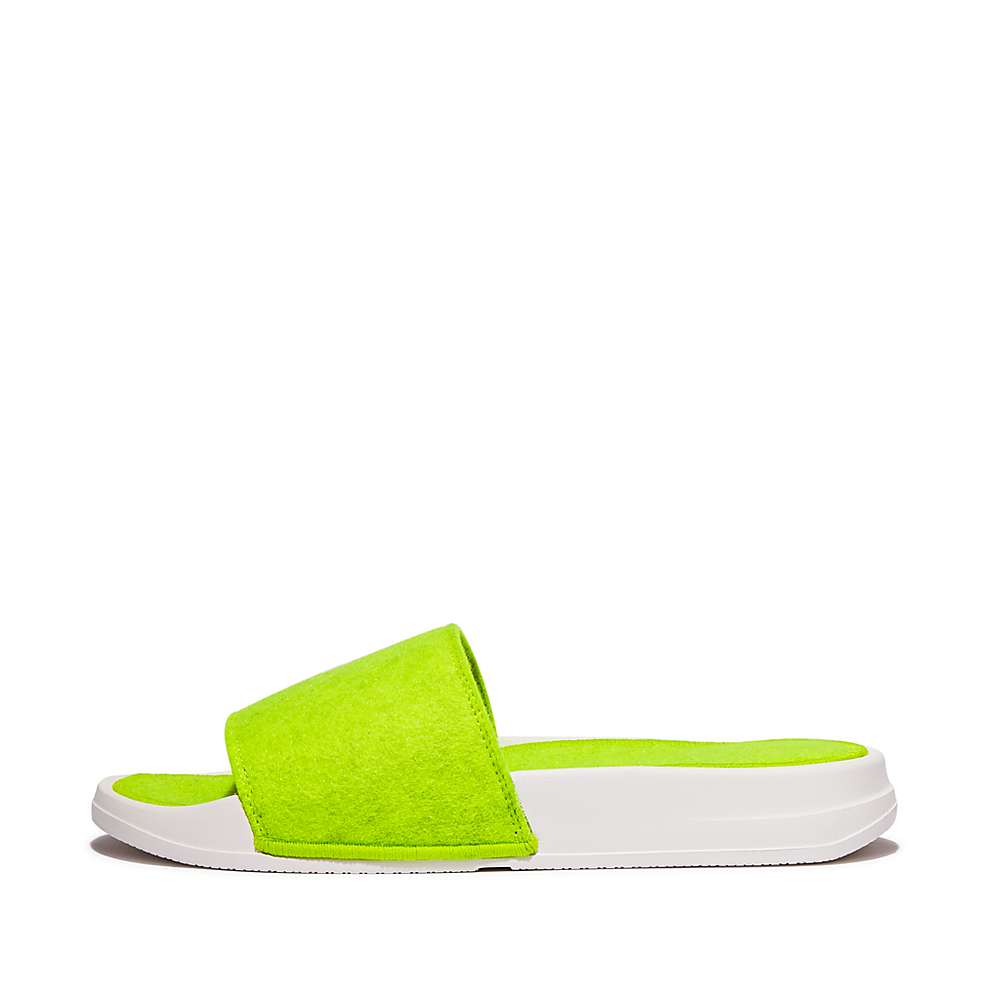 Women\'s Fitflop IQUSHION E01 Neon Felt Slides Yellow | Ireland-79016