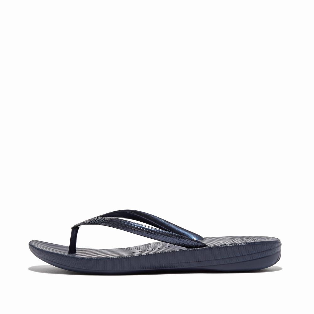 Women\'s Fitflop IQUSHION Ergonomic Flip Flops Navy | Ireland-30275