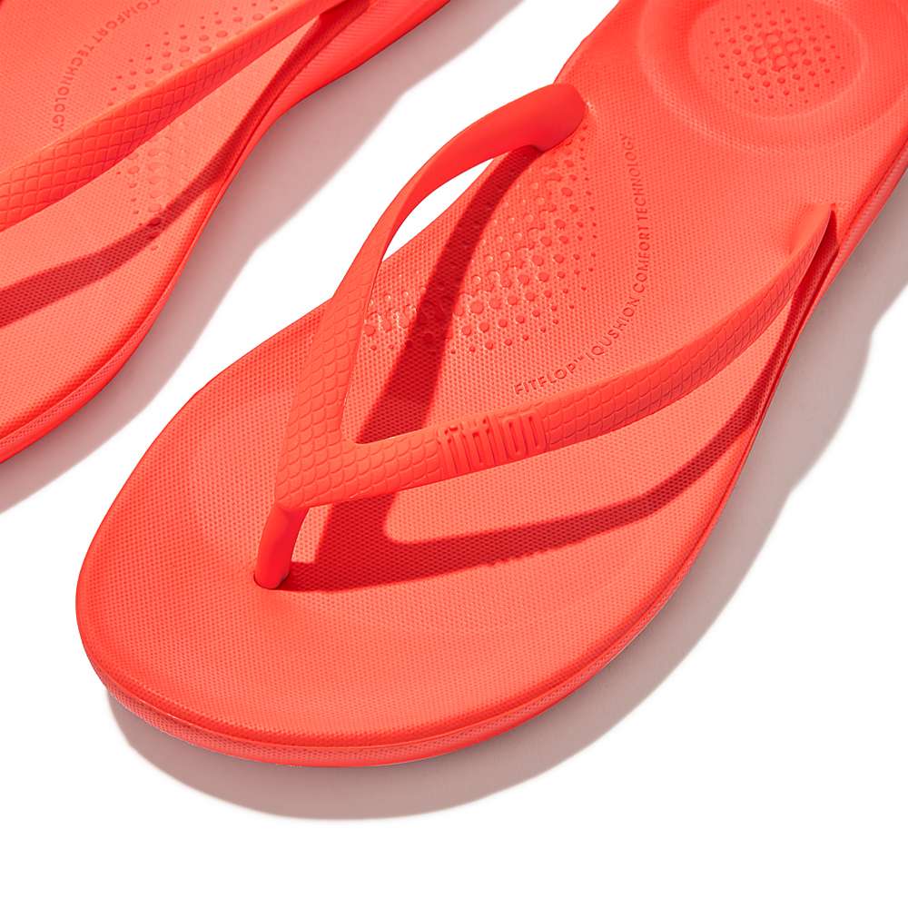 Women's Fitflop IQUSHION Ergonomic Flip Flops Orange | Ireland-39165