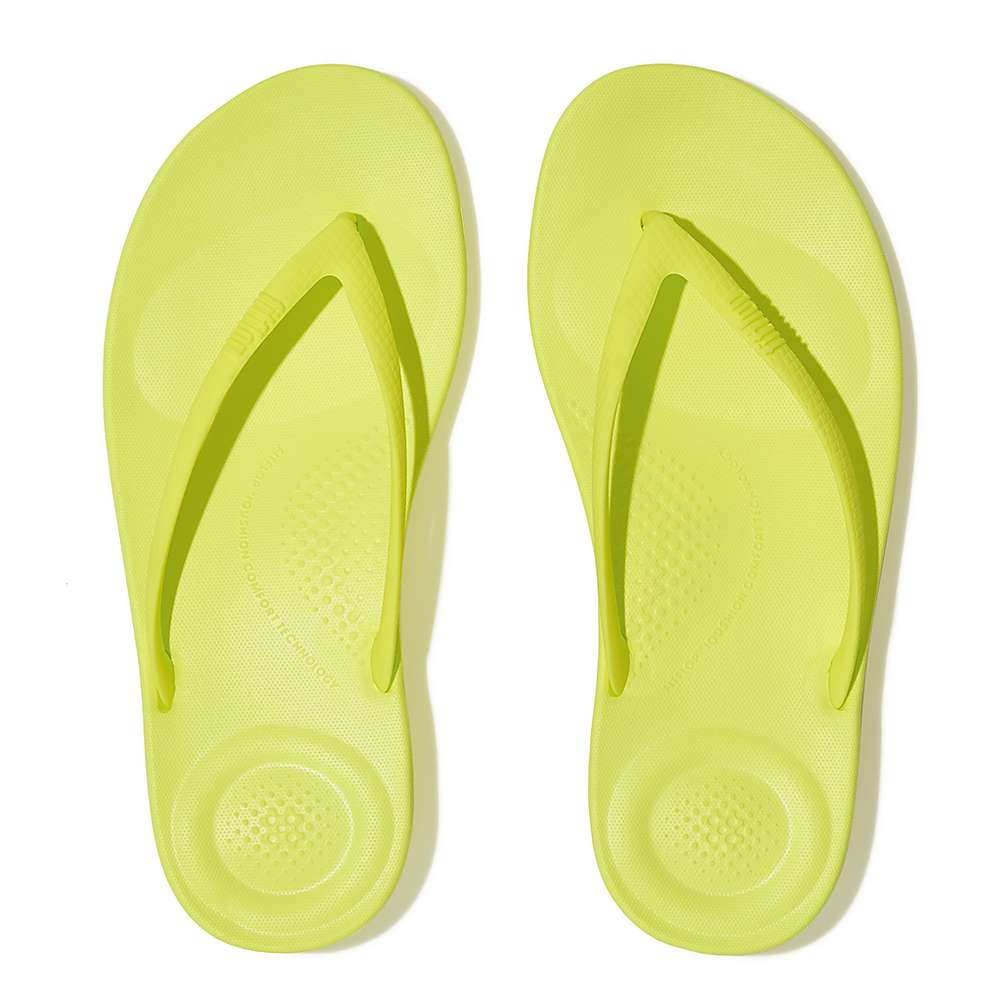 Women's Fitflop IQUSHION Ergonomic Flip Flops Yellow | Ireland-68517