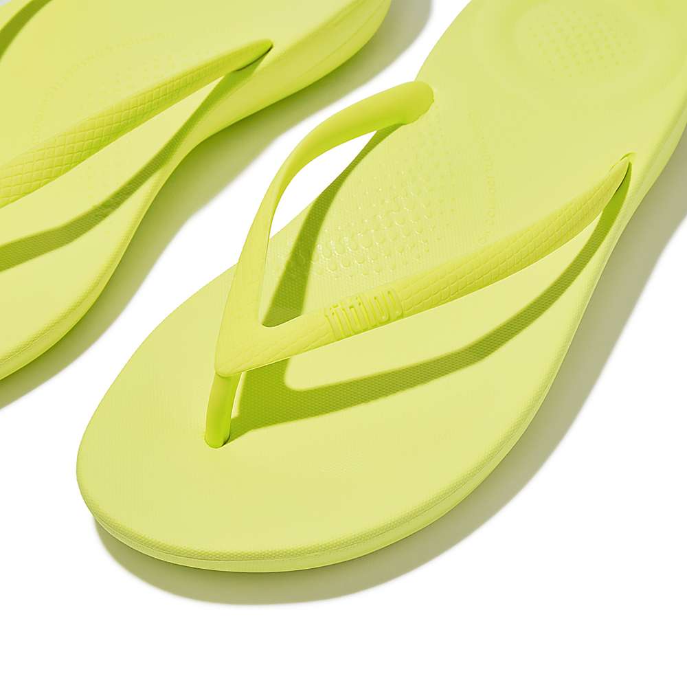 Women's Fitflop IQUSHION Ergonomic Flip Flops Yellow | Ireland-68517