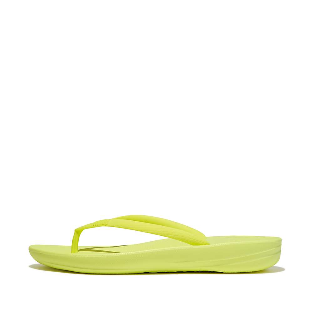 Women\'s Fitflop IQUSHION Ergonomic Flip Flops Yellow | Ireland-68517