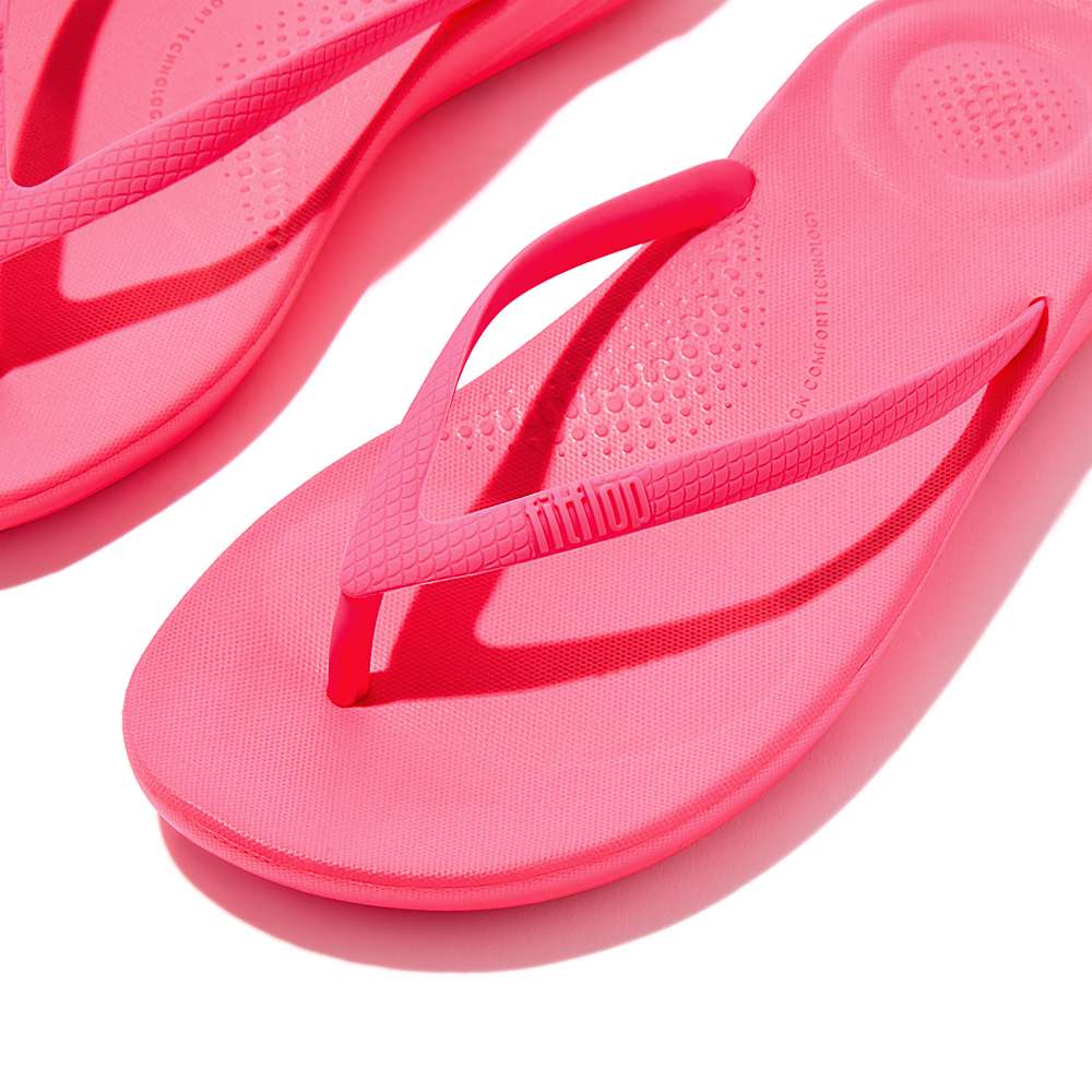 Women's Fitflop IQUSHION Ergonomic Flip Flops Pink | Ireland-82435