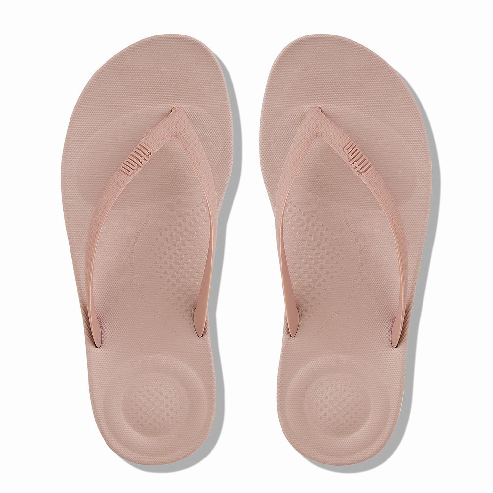 Women's Fitflop IQUSHION Ergonomic Flip Flops Beige | Ireland-96507