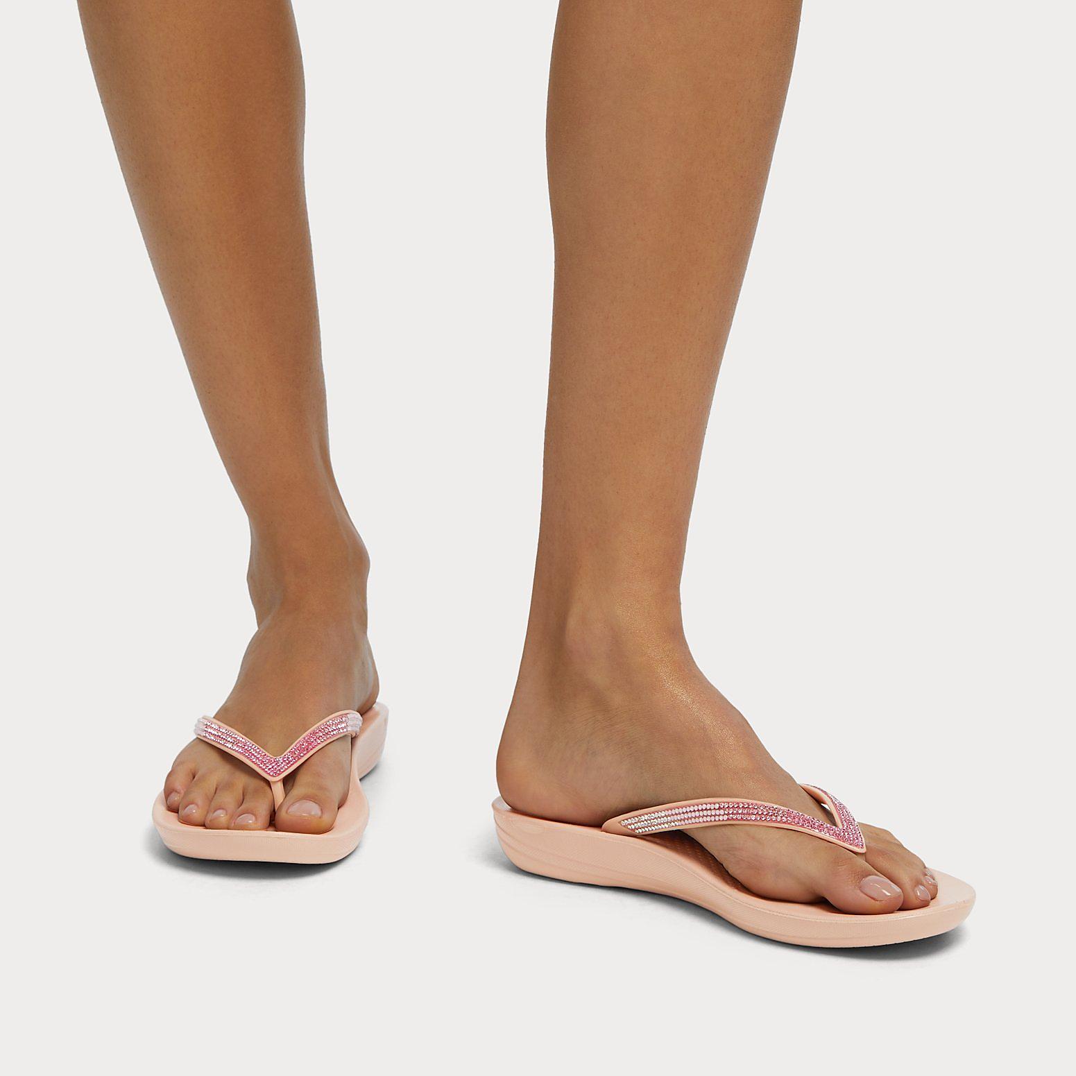 Women's Fitflop IQUSHION Ombre Sparkle Flip Flops Pink | Ireland-25371