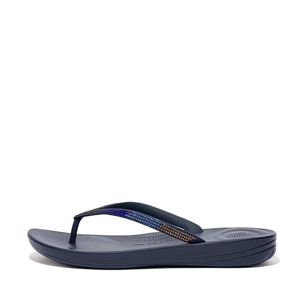 Women\'s Fitflop IQUSHION Ombre Sparkle Flip Flops Navy | Ireland-39740