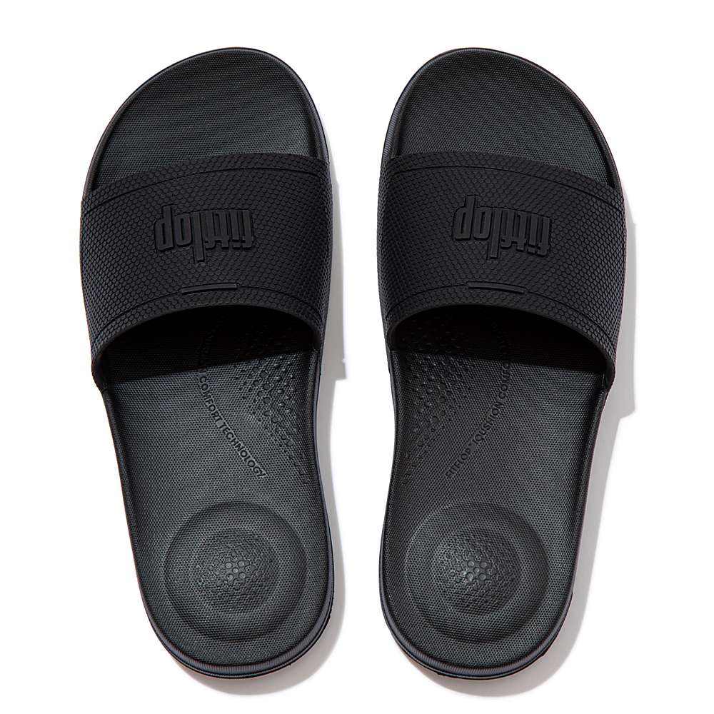 Women's Fitflop IQUSHION Pool Slides Black | Ireland-27140