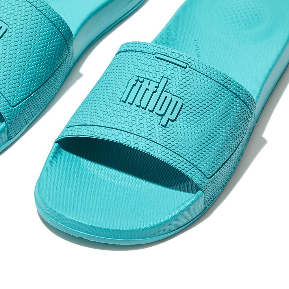 Women's Fitflop IQUSHION Pool Slides Blue | Ireland-17092