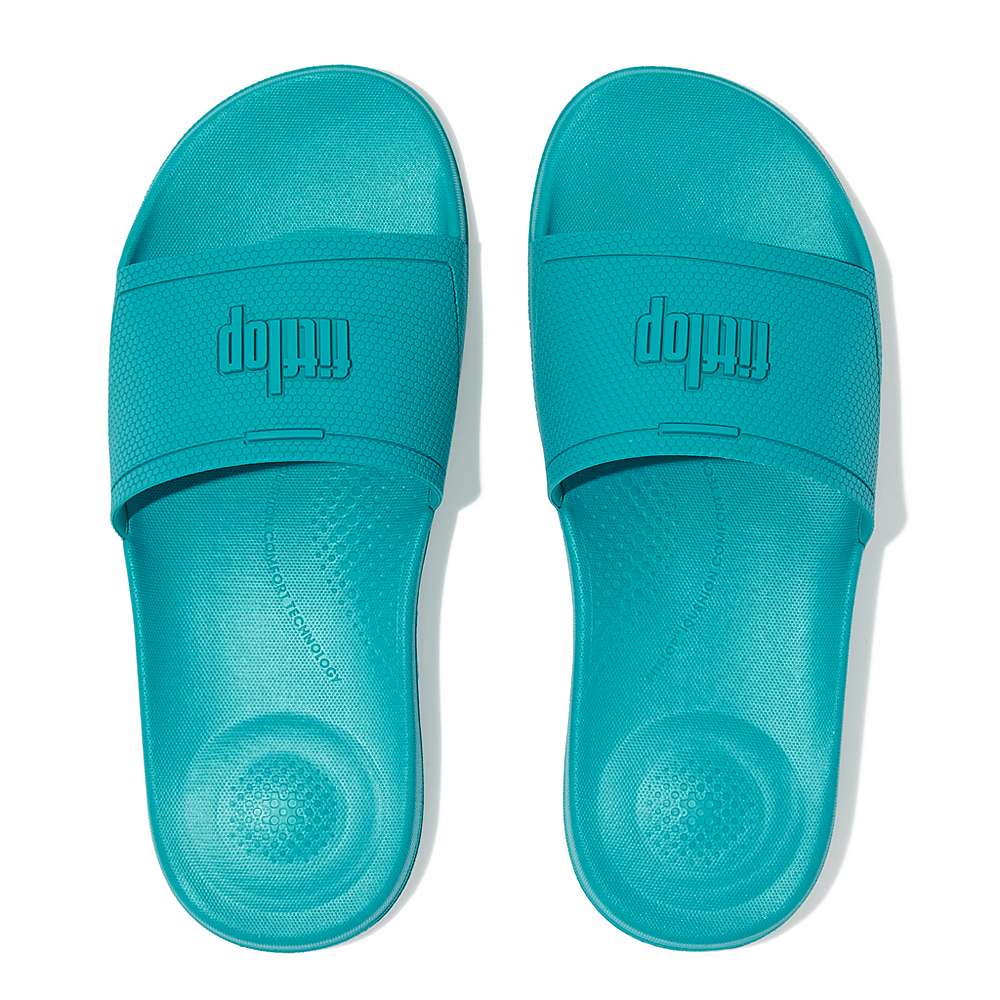 Women's Fitflop IQUSHION Pool Slides Blue | Ireland-17092