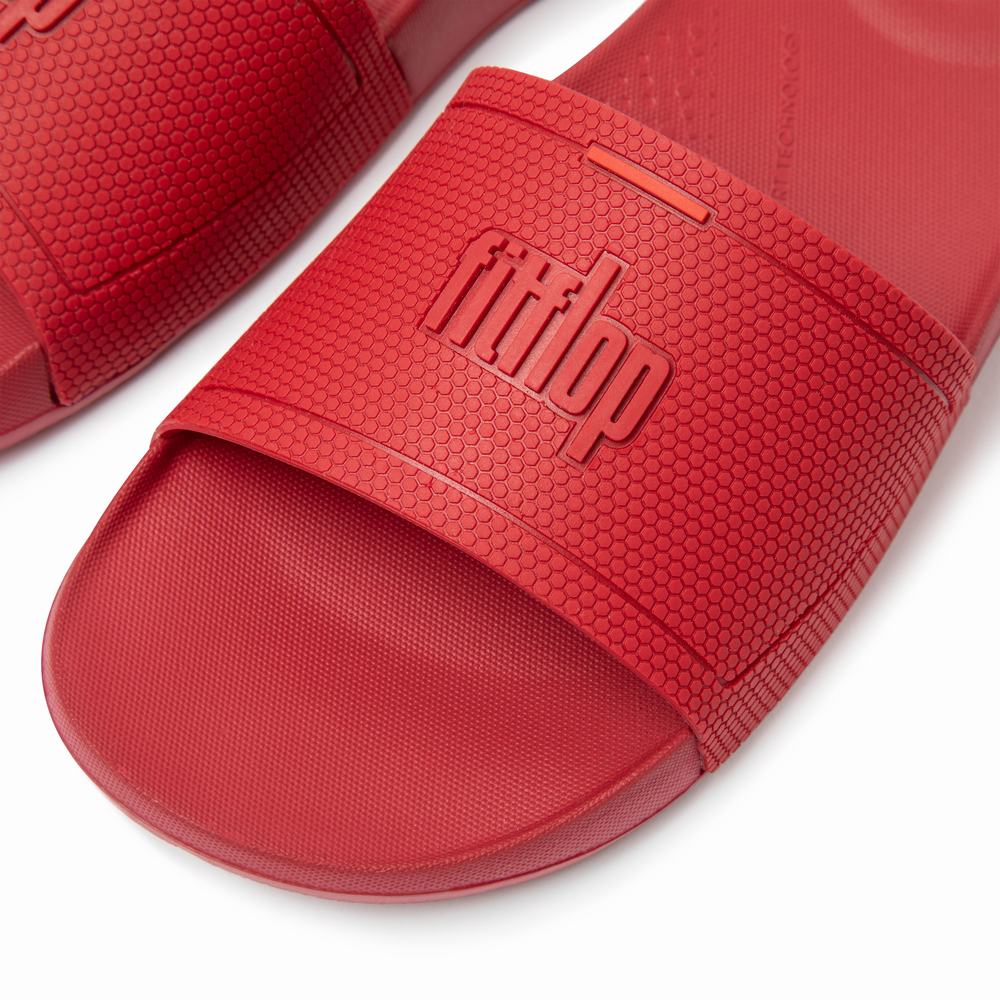 Women's Fitflop IQUSHION Pool Slides Deep Red | Ireland-48069