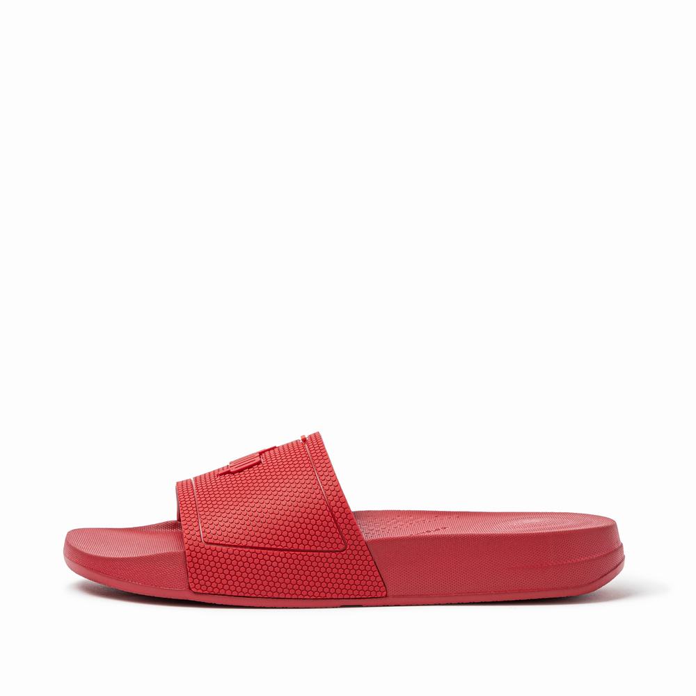 Women\'s Fitflop IQUSHION Pool Slides Deep Red | Ireland-48069