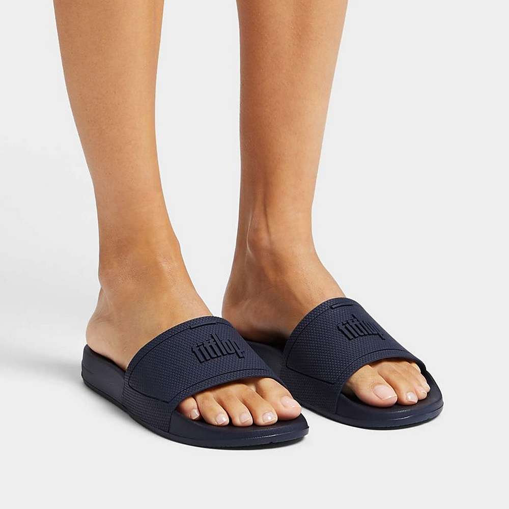 Women's Fitflop IQUSHION Pool Slides Navy | Ireland-03214