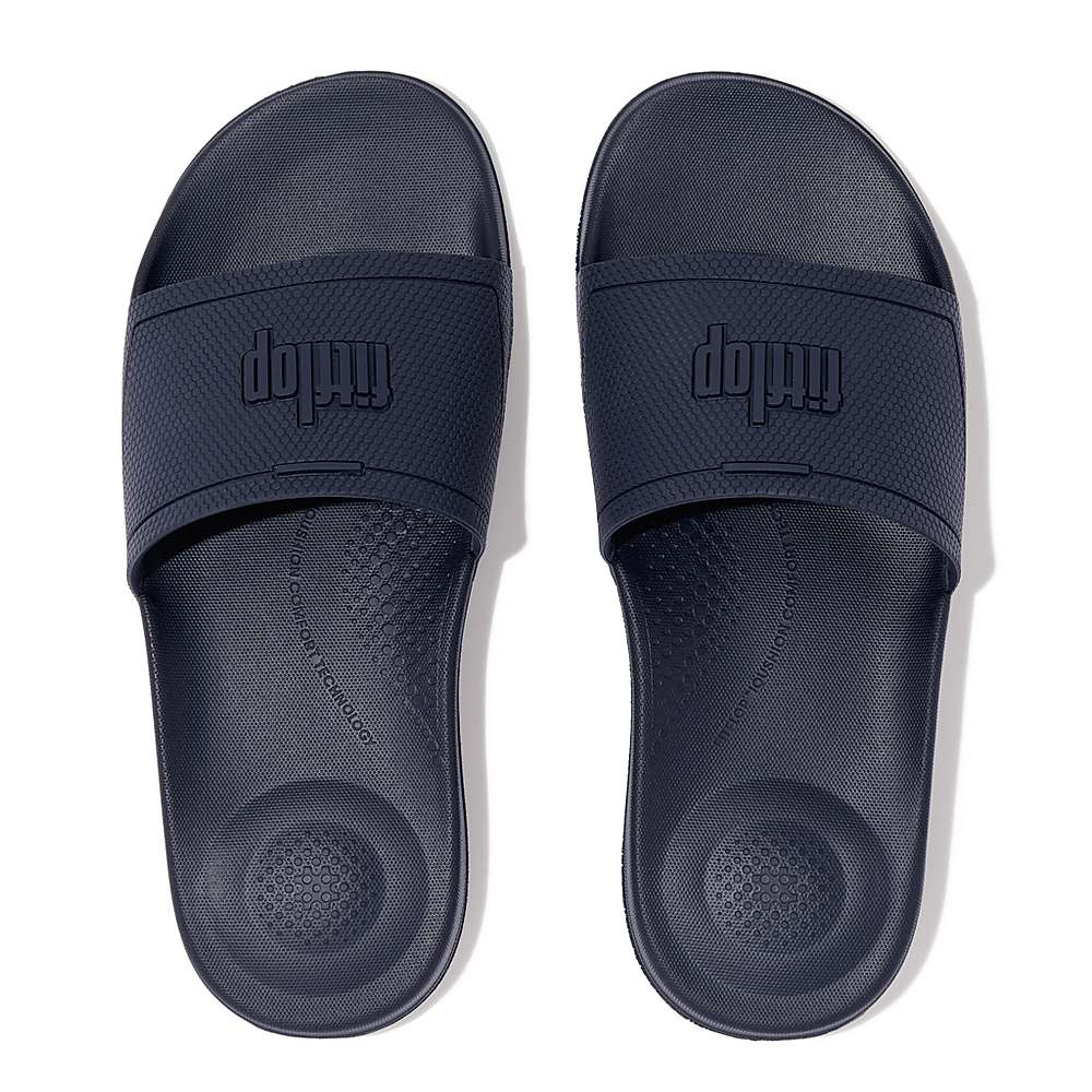 Women's Fitflop IQUSHION Pool Slides Navy | Ireland-03214