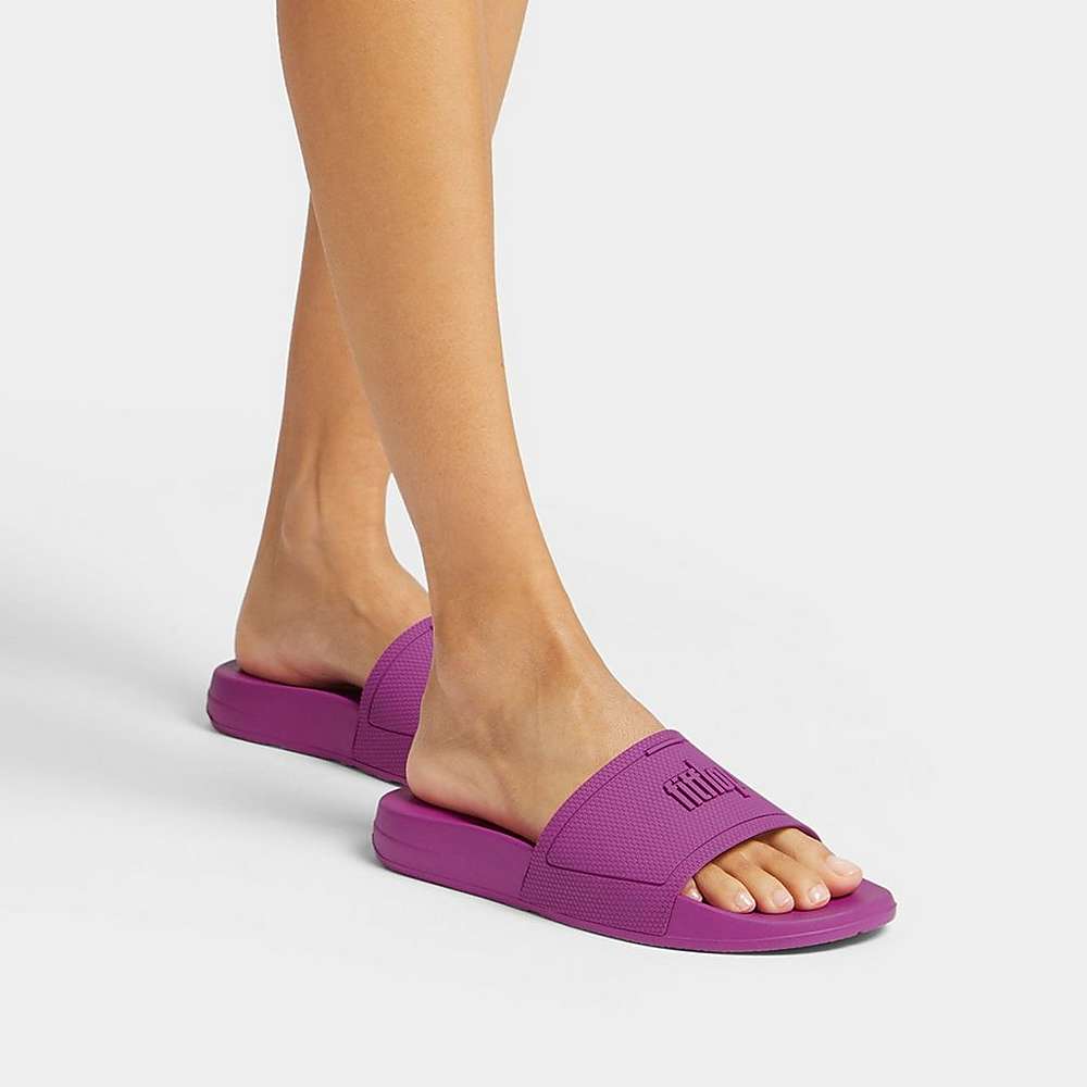 Women's Fitflop IQUSHION Pool Slides Purple | Ireland-85064