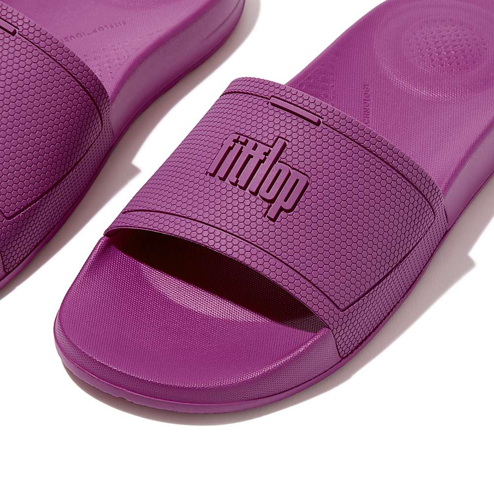 Women's Fitflop IQUSHION Pool Slides Purple | Ireland-85064