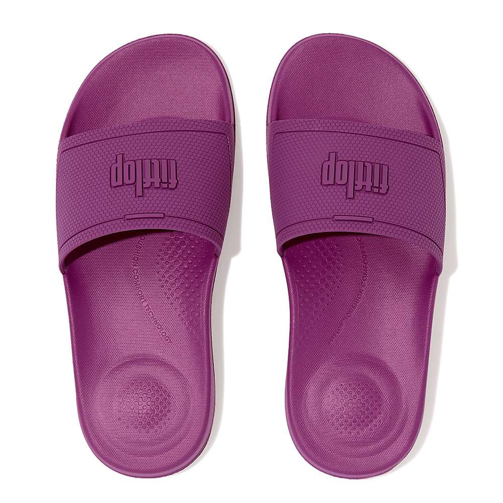 Women's Fitflop IQUSHION Pool Slides Purple | Ireland-85064