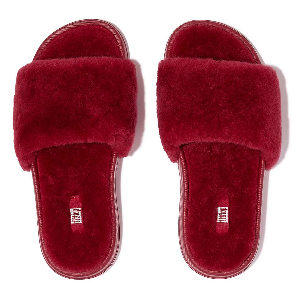 Women's Fitflop IQUSHION Shearling Slippers Red | Ireland-18546