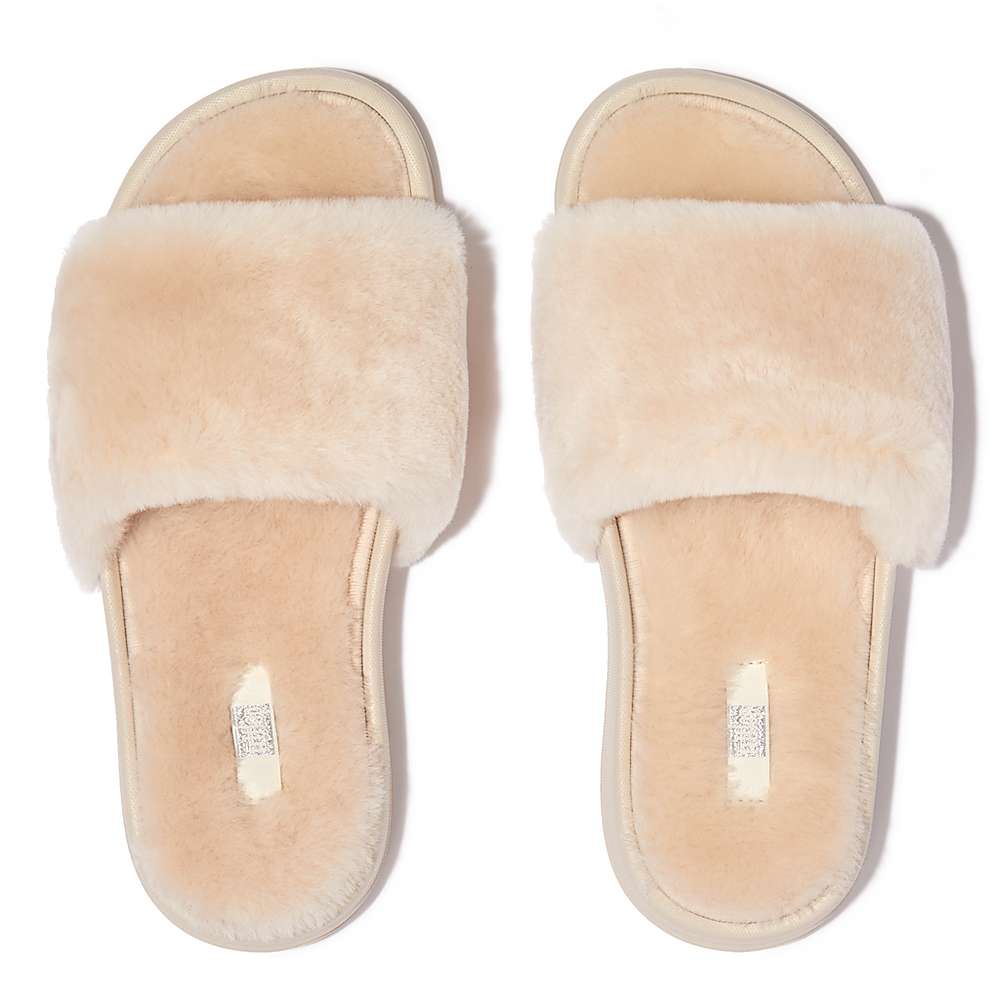 Women's Fitflop IQUSHION Shearling Slippers White | Ireland-57493