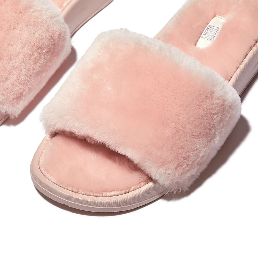 Women's Fitflop IQUSHION Shearling Slippers Pink | Ireland-62057