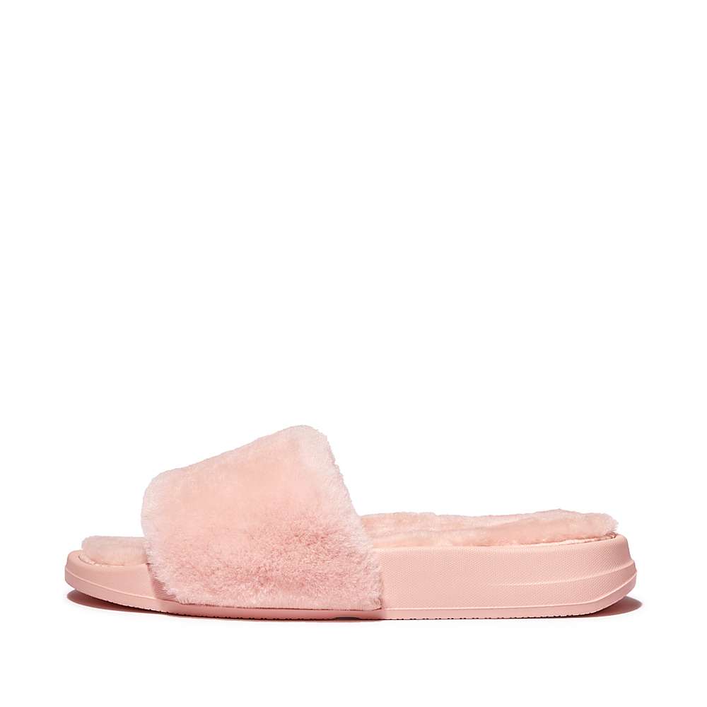 Women\'s Fitflop IQUSHION Shearling Slippers Pink | Ireland-62057