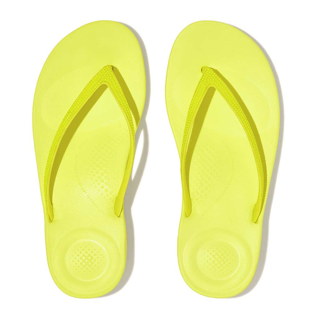 Women's Fitflop IQUSHION Sparkle Flip Flops Yellow | Ireland-64825