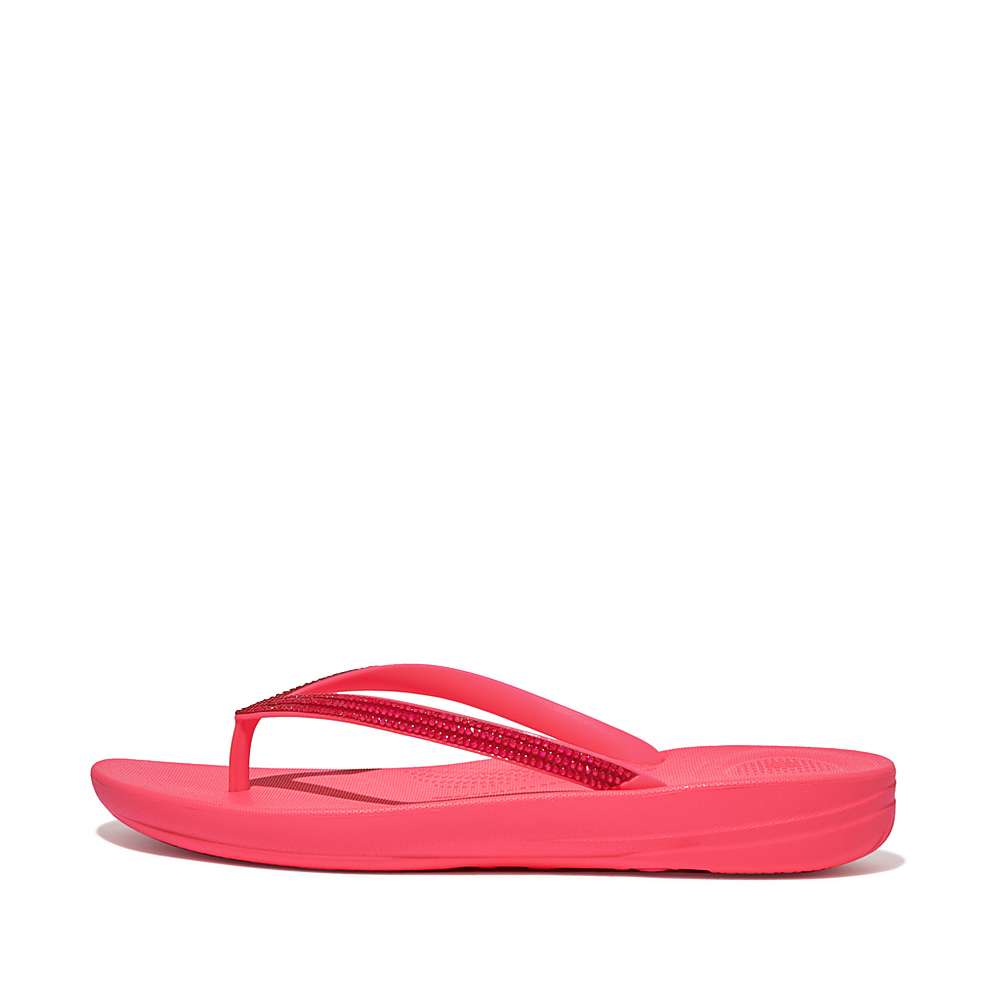 Women\'s Fitflop IQUSHION Sparkle Flip Flops Pink | Ireland-85249