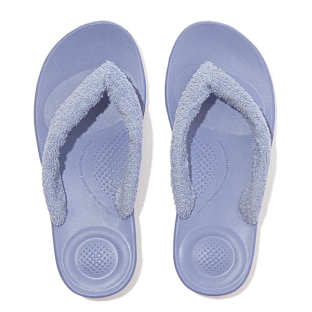 Women's Fitflop IQUSHION Towelling Flip Flops Lavender | Ireland-56014