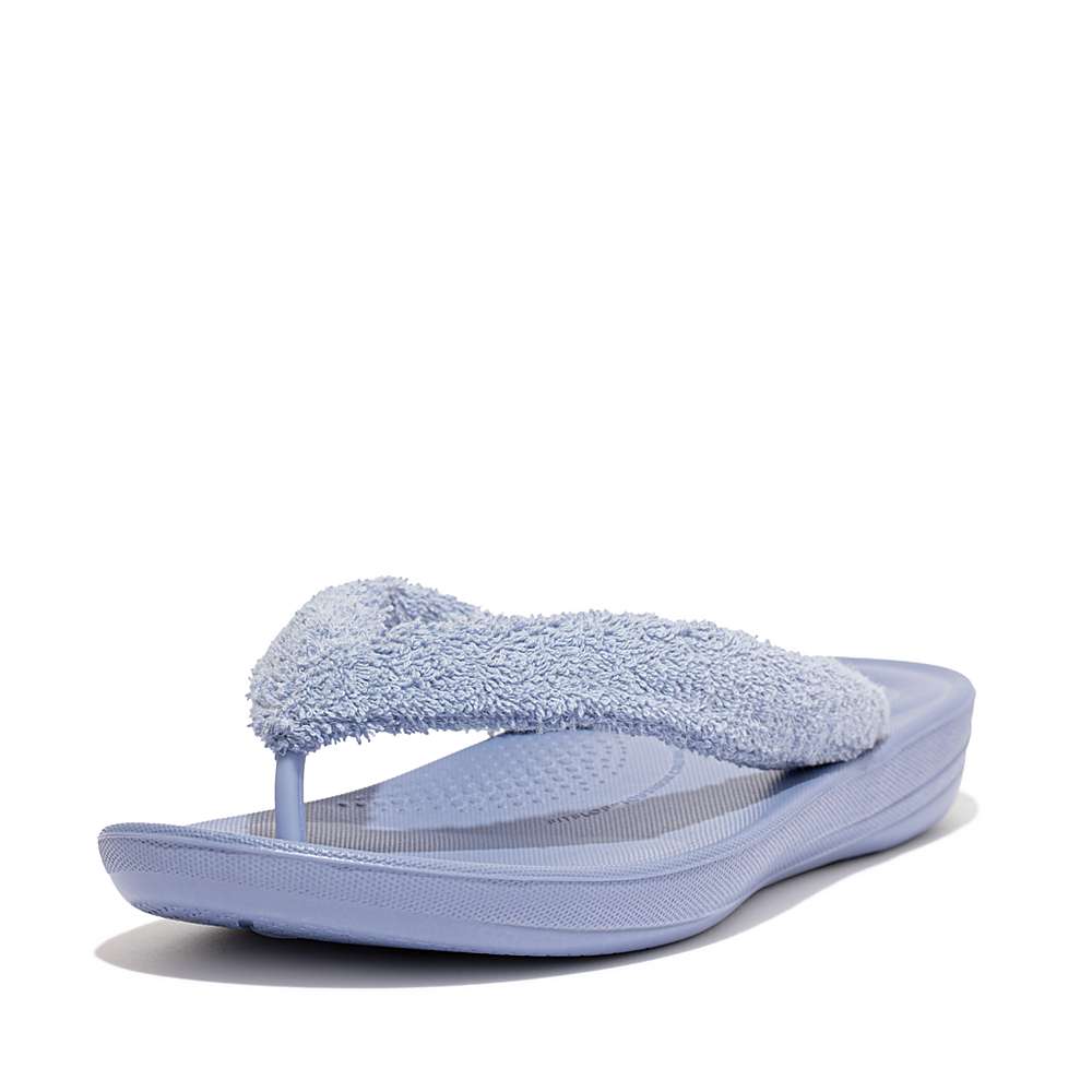 Women's Fitflop IQUSHION Towelling Flip Flops Lavender | Ireland-56014