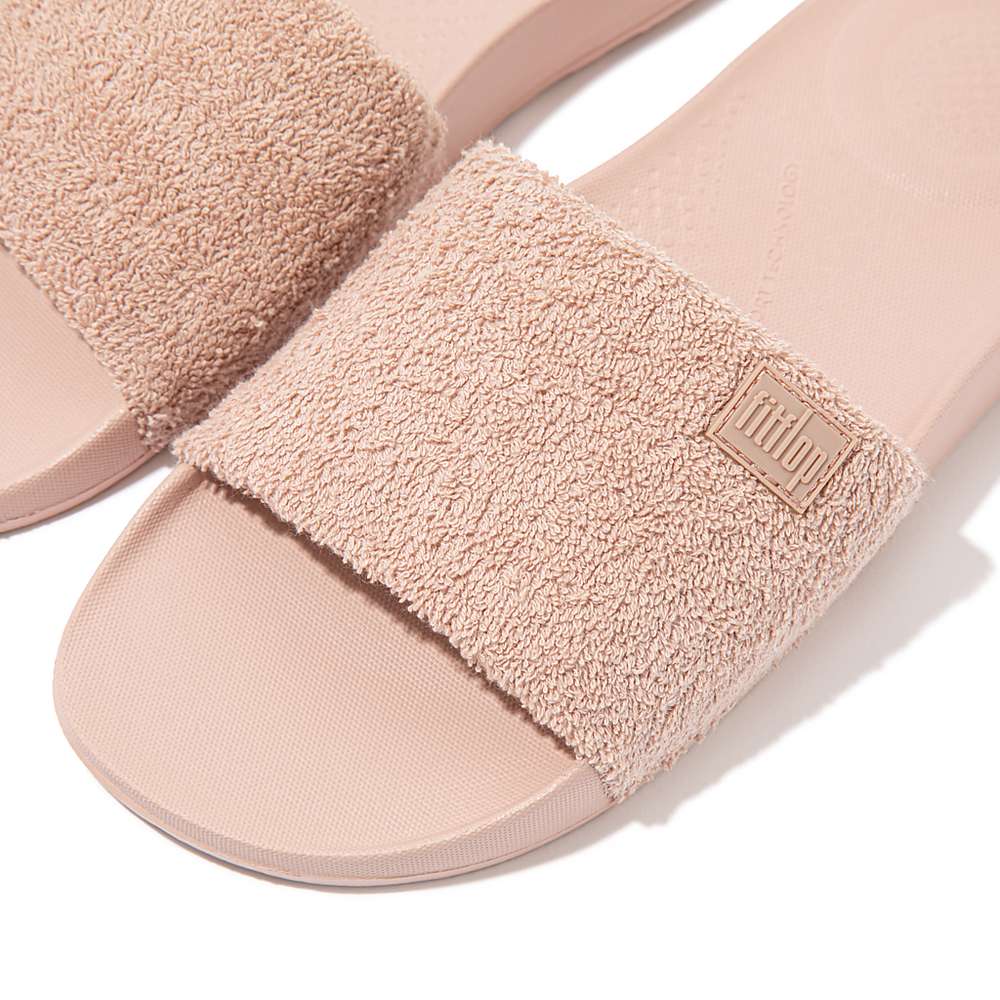 Women's Fitflop IQUSHION Towelling Slides Beige | Ireland-70635