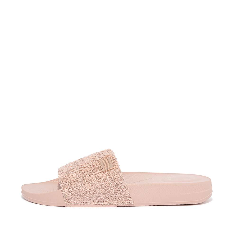 Women\'s Fitflop IQUSHION Towelling Slides Beige | Ireland-70635