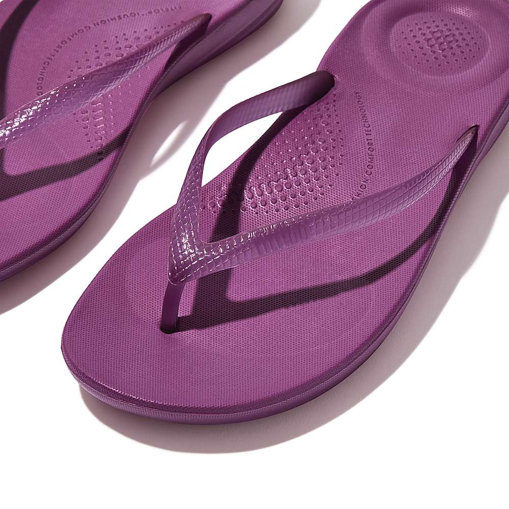 Women's Fitflop IQUSHION Transparent Flip Flops Purple | Ireland-26405