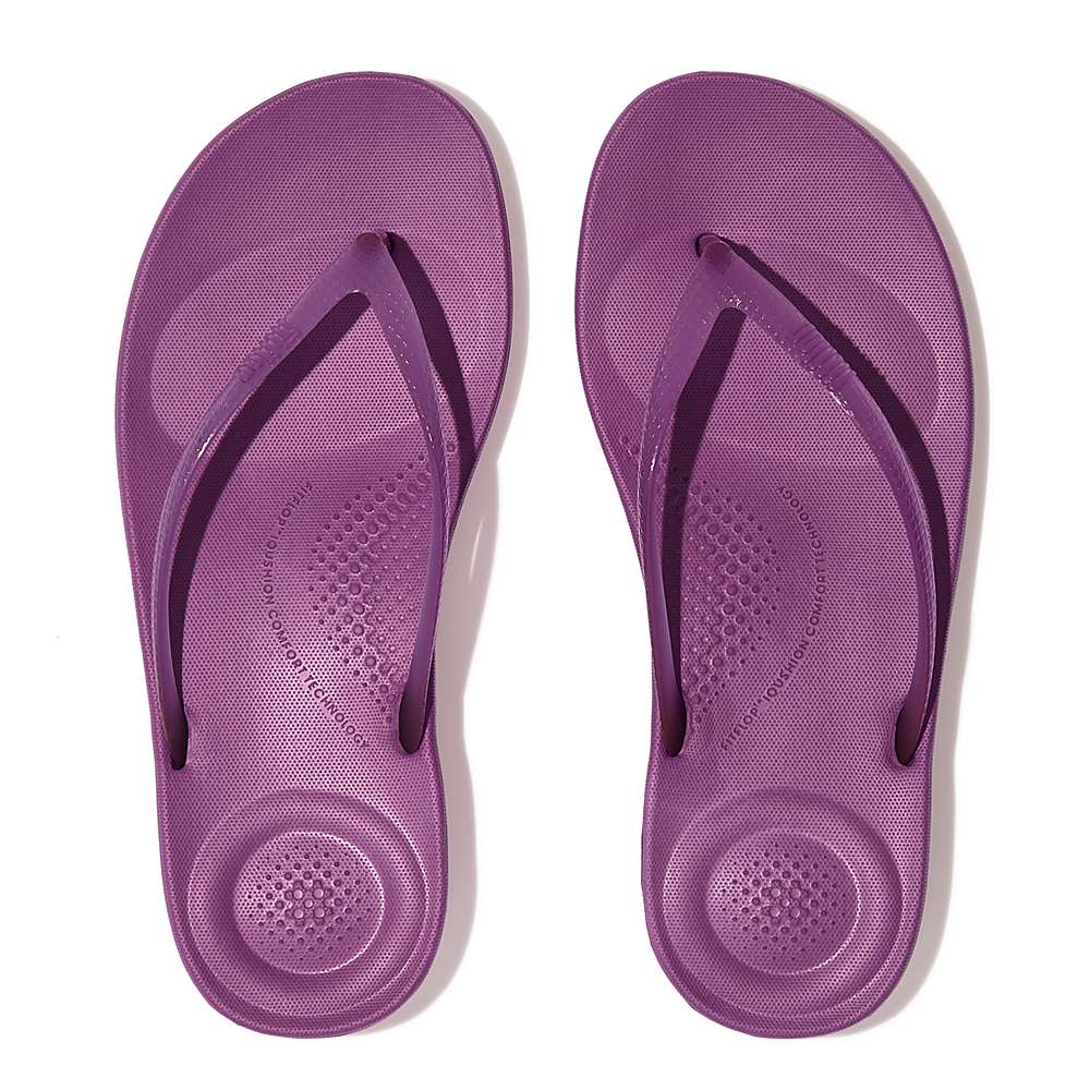 Women's Fitflop IQUSHION Transparent Flip Flops Purple | Ireland-26405