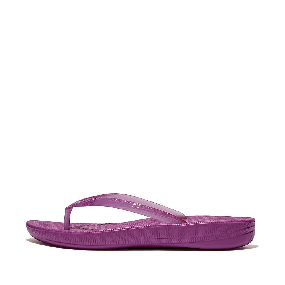 Women\'s Fitflop IQUSHION Transparent Flip Flops Purple | Ireland-26405