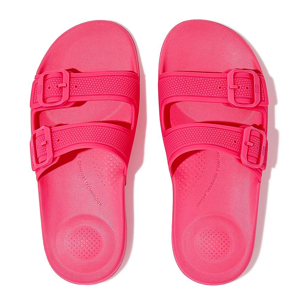 Women's Fitflop IQUSHION Two-Bar Buckle Slides Pink | Ireland-25463