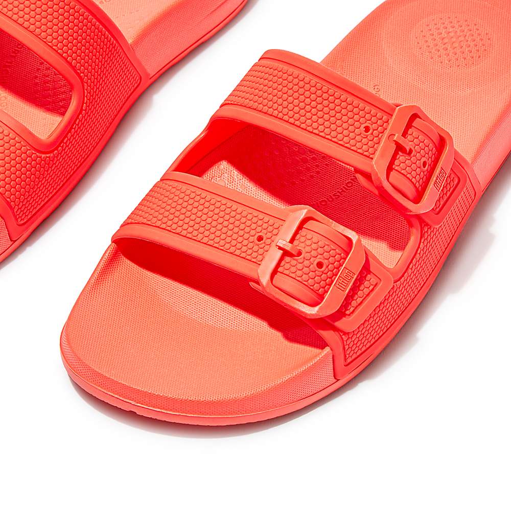 Women's Fitflop IQUSHION Two-Bar Buckle Slides Orange | Ireland-86705