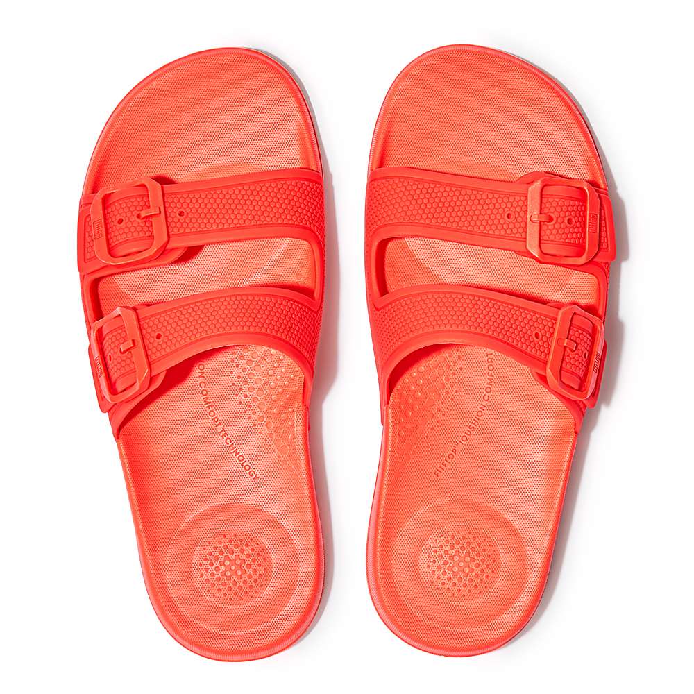 Women's Fitflop IQUSHION Two-Bar Buckle Slides Orange | Ireland-86705