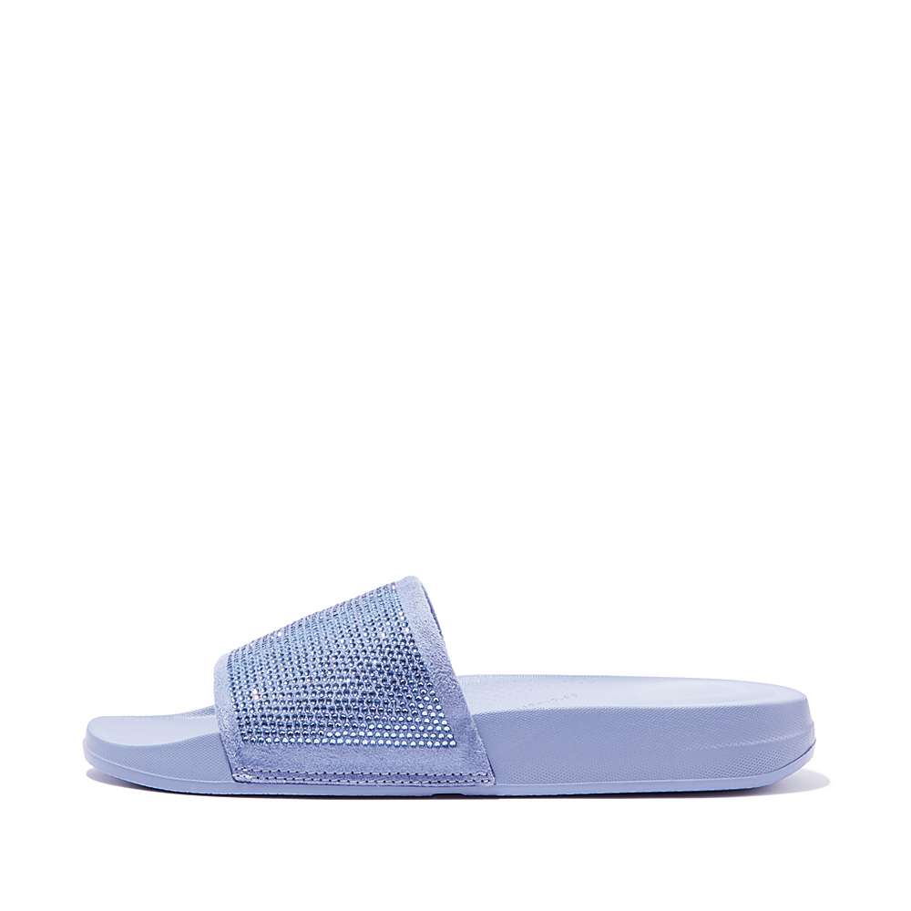 Women\'s Fitflop IQUSHION Water-Resistant Crystal Slides Lavender | Ireland-76804