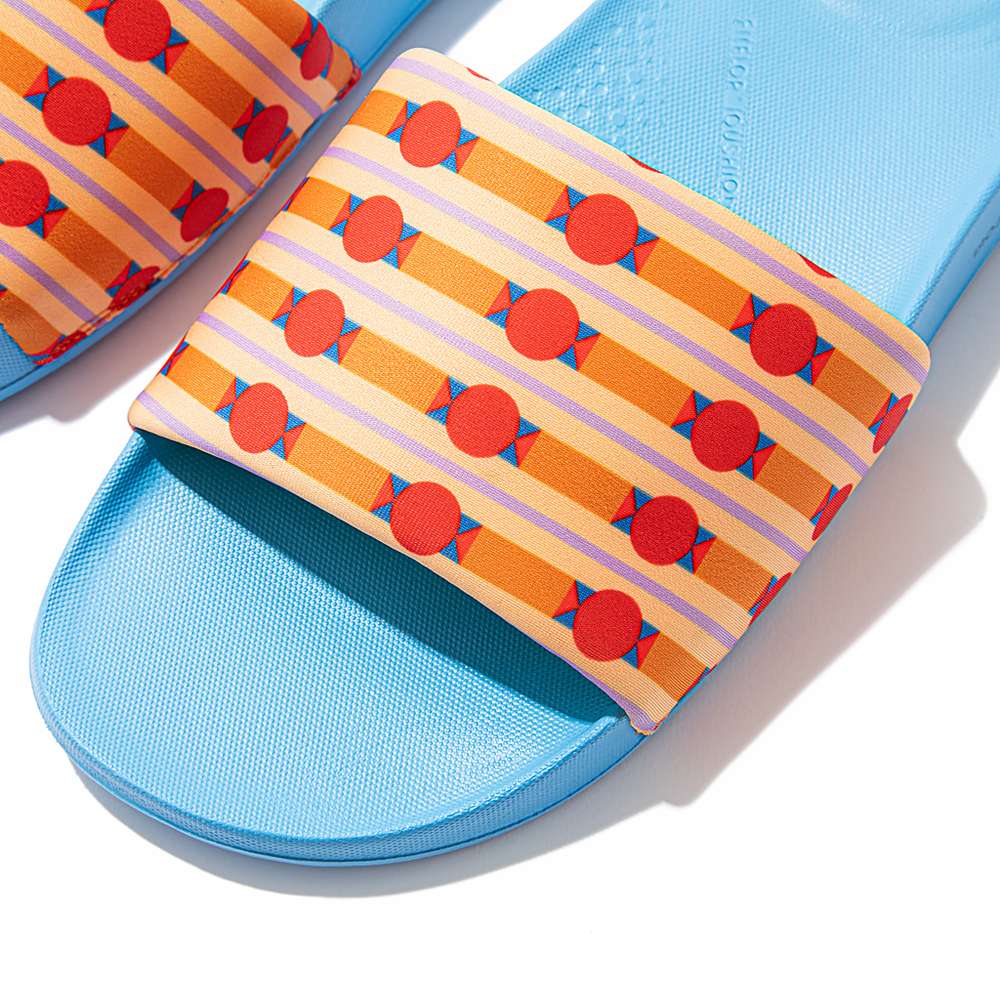 Women's Fitflop IQUSHION X Yinka Ilori Water-Resistant Slides Orange | Ireland-97123