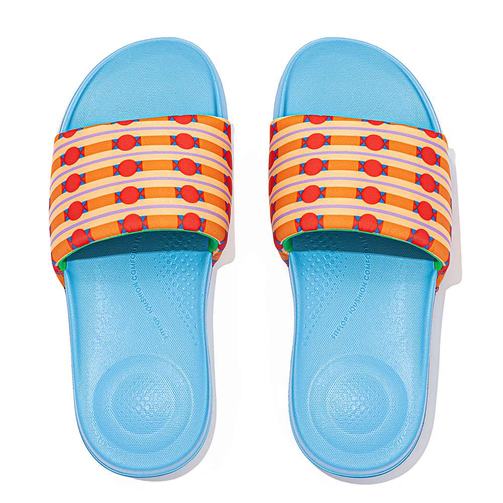 Women's Fitflop IQUSHION X Yinka Ilori Water-Resistant Slides Orange | Ireland-97123